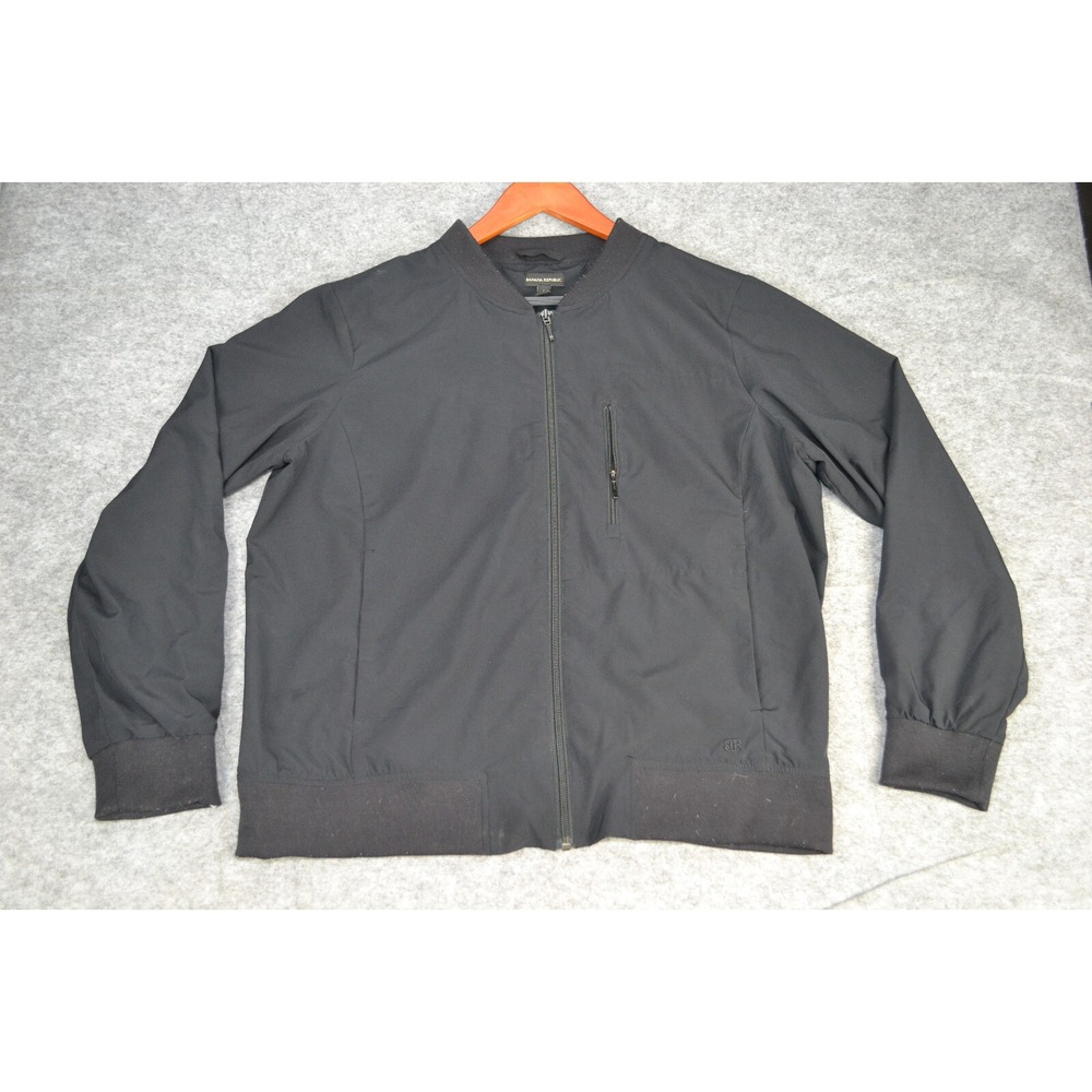 Banana Republic Mens Size L Jacket All Day Everyday Black Stretch‎ bomber jacket
